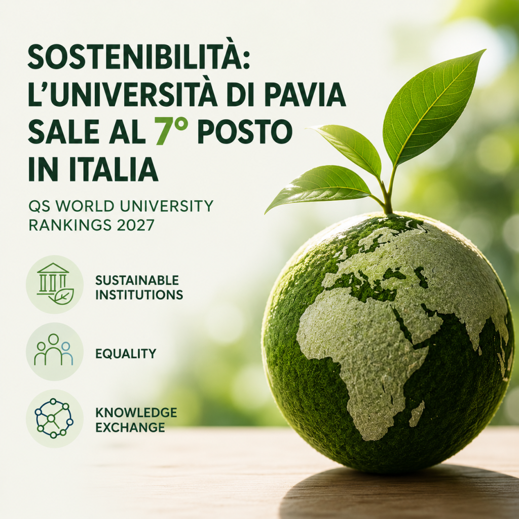 Sostenibilità: l’Università di Pavia è settima in Italia nel QS World University Rankings 2027