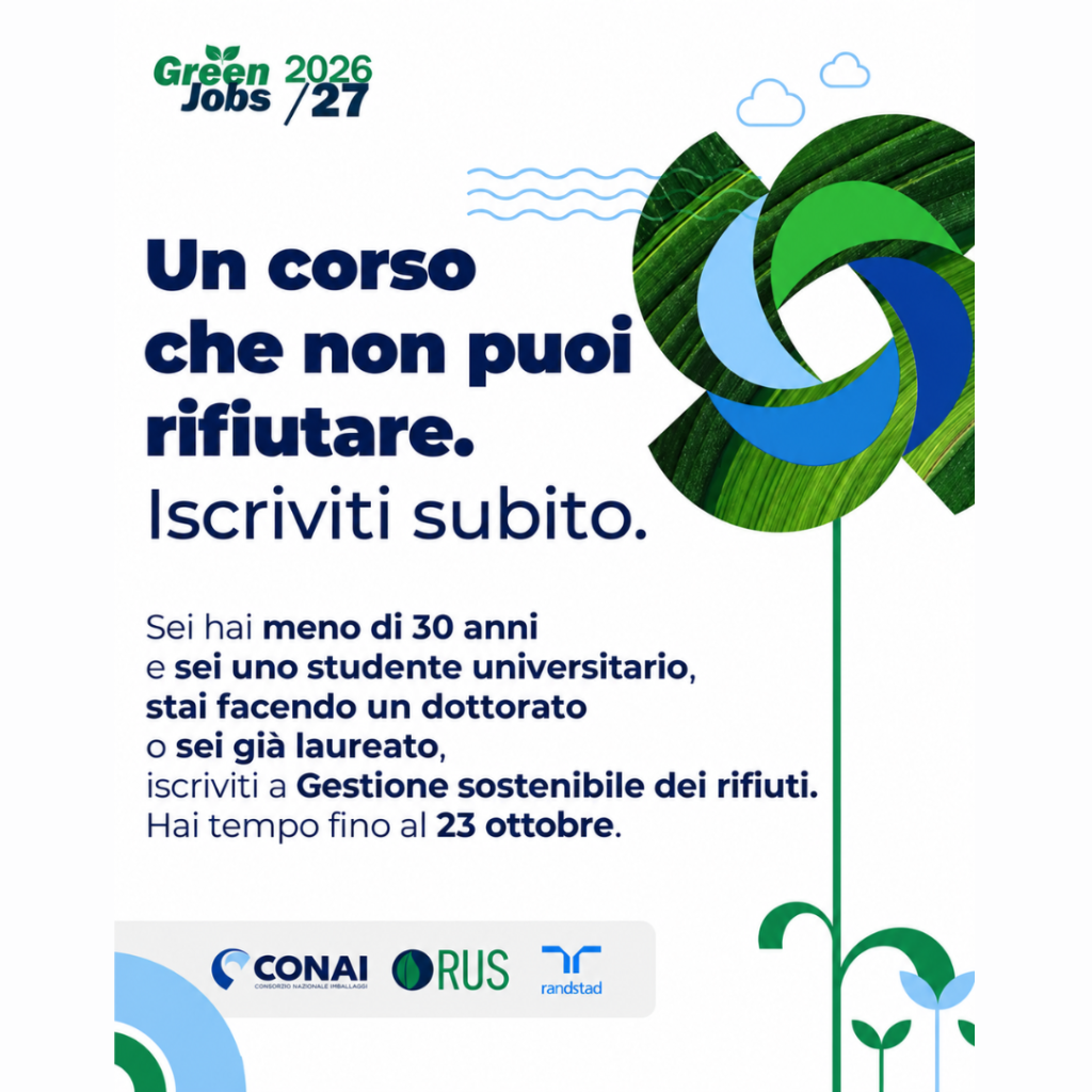 Green Jobs CONAI–RUS: un corso gratuito sulla gestione sostenibile dei rifiuti e l’economia circolare